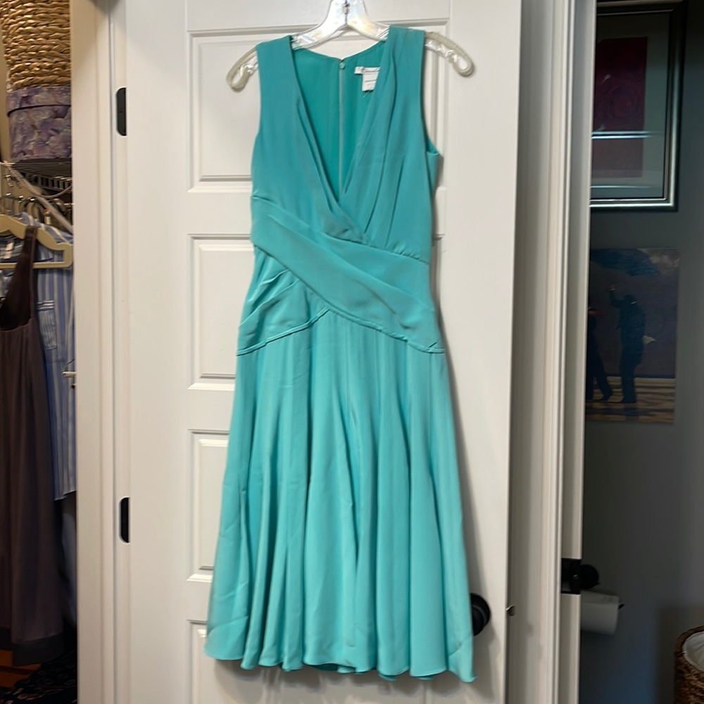Oscar de la Renta teal cocktail dress